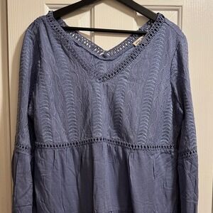 Elegant Blue Lace Women's Blouse